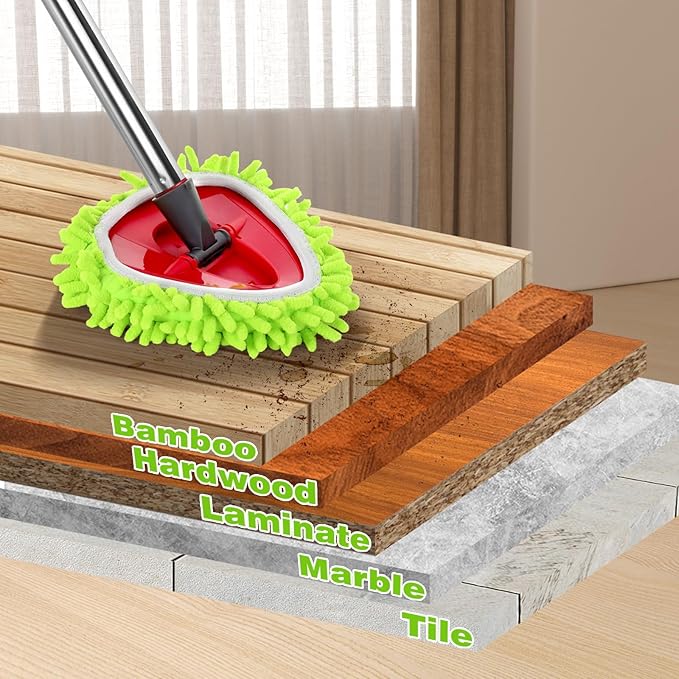 Chenille Mop Heads Replacements 4 Pcs & 1 Base Set for Ocedar Easywring 1-Tank System,Reusable Microfiber Spin Mop Replacement Head for Floor Cleaning and Tile