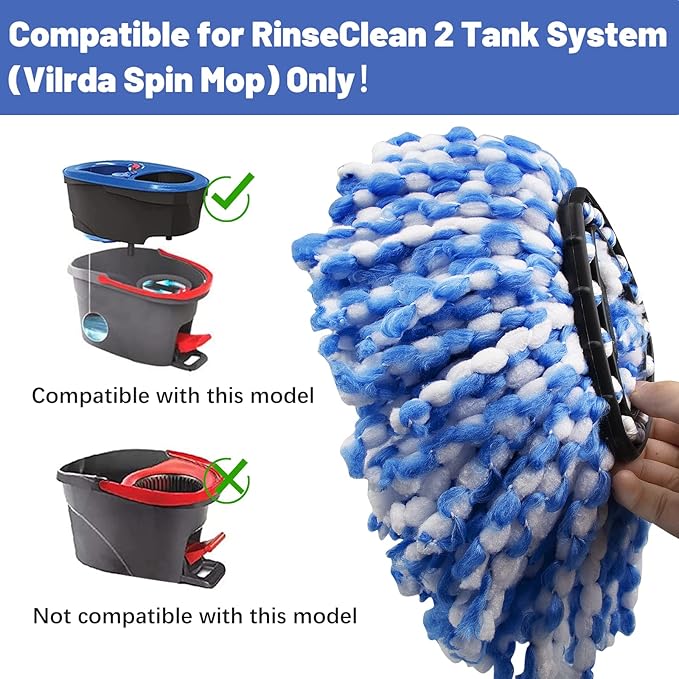 Mop Replacement Head, Base, Handle Replacement for O-Ceda EasyWring Microfiber Spin Mop, 2 Microfiber Mops Refills, 1 Triangle Mops Head Cover and 30-58in Mop Handle Set Combo