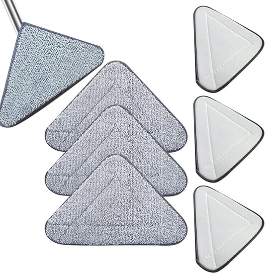 6 PCS 360° Rotatable Adjustable Cleaning Mop Replacement Heads, Triangular Microfiber Mops Heads Cloth Reusable Spin Mop Triangle Cleaning, for Wall Ceiling Window, Handles