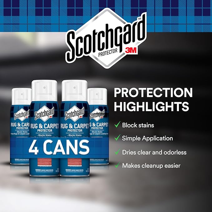 Scotchgard Rug & Carpet Protector Spray, 14 oz (Pack of 4) – Blocks Stains & Resists Soiling, Fabric Stain Protector for Carpets & Rugs, Easy Cleanup, Ideal for High-Traffic Areas