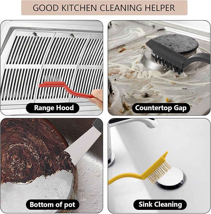 19Pcs Crevice Cleaning Brush Set, Hard Bristle Crevice Cleaner Supplies for Kitchen, Bathroom, Corner, Grout, Sink, Cup, Teapot, Bottle, Blender