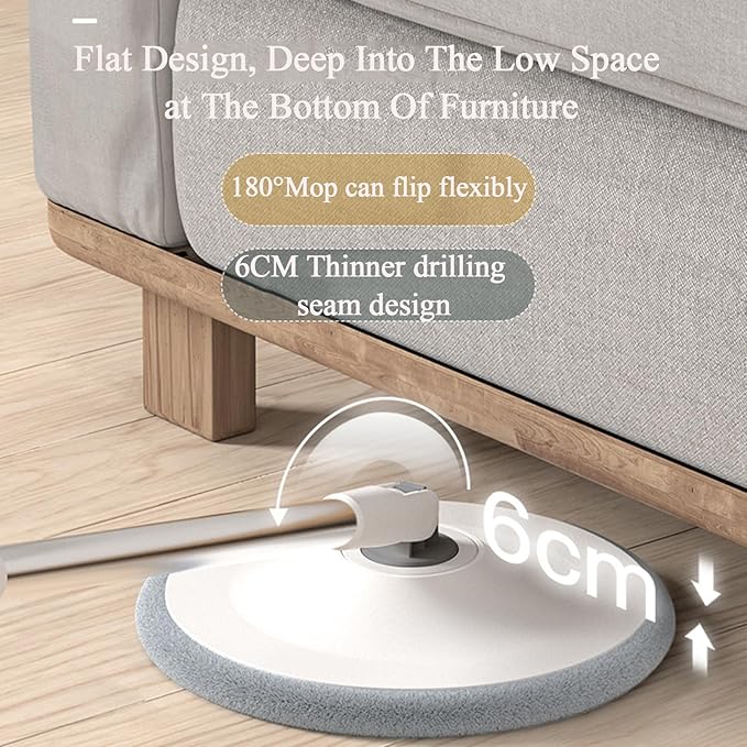 Spin Mop and Bucket Floor Cleaning Set with 2 Mop Pads, Dual Compartment Mop Bucket with Clean and Dirty Water Separation System, Hand-Free Floor Cleaning Mop