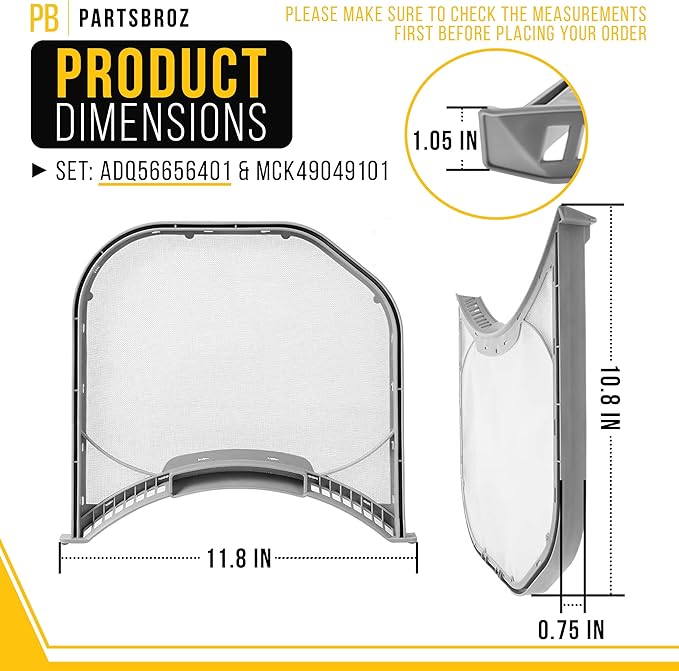 PartsBroz ADQ56656401 Dryer Lint Filter & MCK49049101 Trap Screen Cover Housing for LG Dryer Lint Filter Replacement, Kenmore Elite Dryer Parts for Vent ADQ566564 PS3531962 DLE3500W DLE3170W DLE3600W