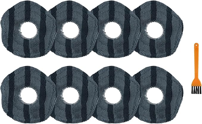 4/8-Pack Microfiber Mop Pads Fit For Eufy X10 Pro/Fit For Omni X9 Pro Robot Vacuum Cleaning, Washable Spin Mop Cloth Accessories For Hardwood, Tile And Carpet, With Small Brush(A)