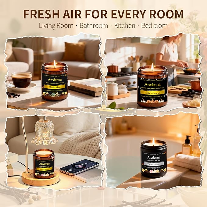 Odor Eliminating Candles | Vanilla Bean Scented Soy Candle for Home, Air Freshening & Cozy Vanilla Scent, Relaxing Home Scented Candles, Cozy Aromatherapy Candle Gift for Women & Men