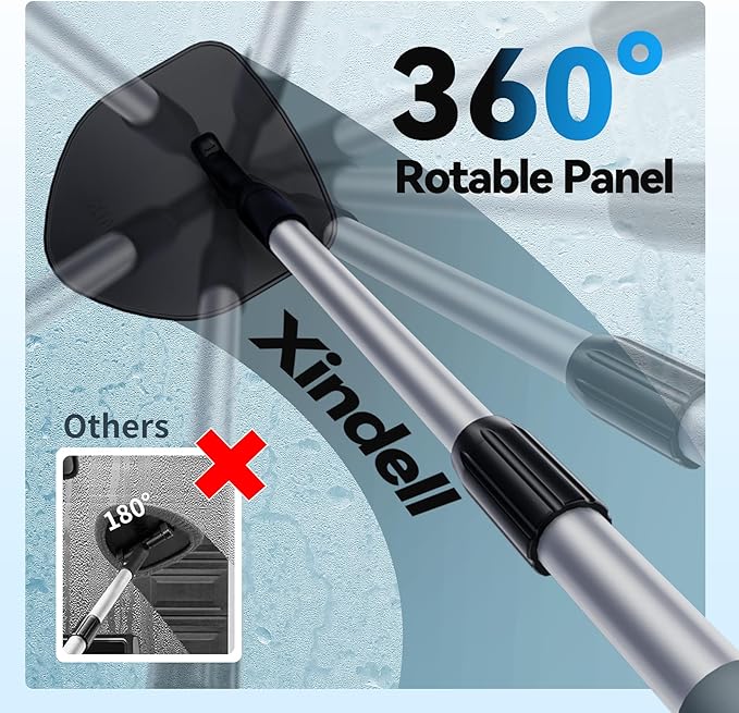 XINDELL Windshield Cleaning Tool, Interior & Inside Car Windshield Cleaner with Microfiber Pads, Extendable Handle & 360° Rotating Head, Streak-Free Glass Cleaning Kit for Cars Trucks