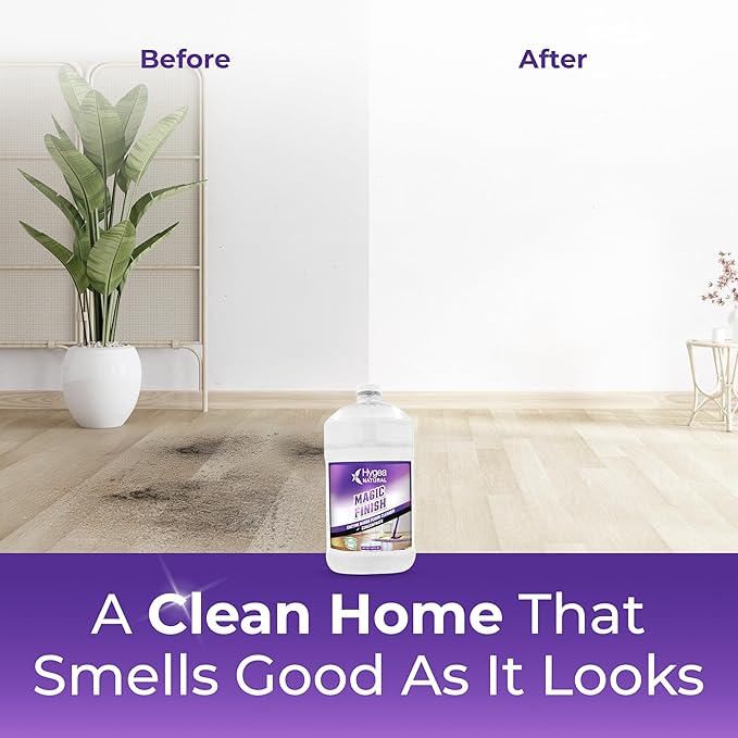 Hygea Natural Magic Finish Enzyme-Based Chemical-Free Floor Cleaner - No Rinse, Biodegradable Formula - Removes Grease Buildup in Tile & Grout - for All Hard Floors (Concentrated Gallon)