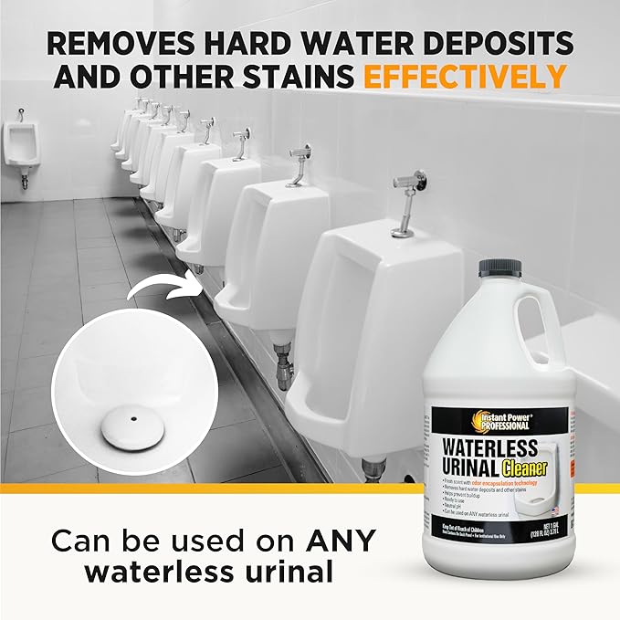 Instant Power Professional Waterless Urinal Cleaner – Removes Hard Water Deposits and Other Stains, Prevents Drain Buildup, Ready to Use, 1 Gal