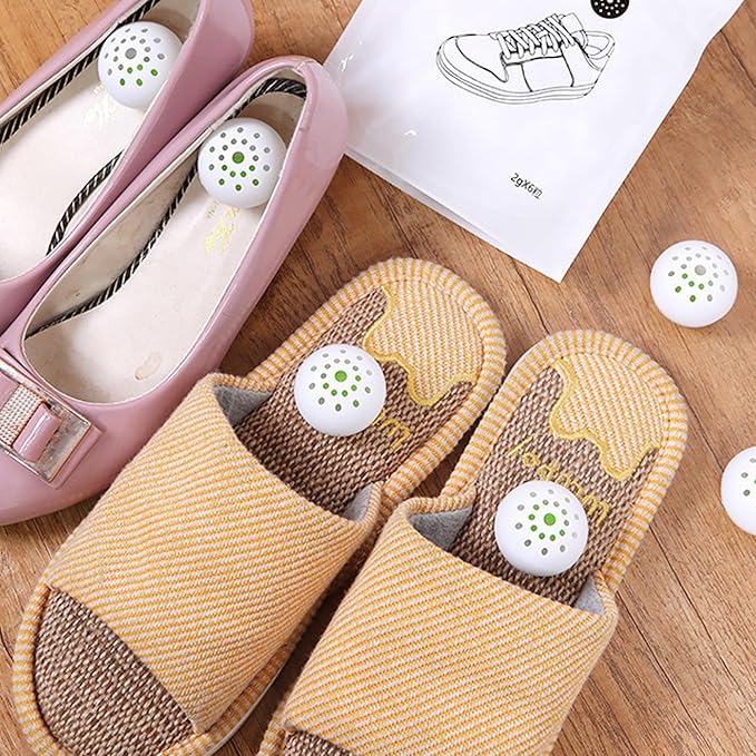 60PCS Sneaker Deodorizer Balls, 1.6 Inch Shoe Smell Balls, Natural Shoe Freshener for Home Office Wardrobe Drawer Car Gym Bags