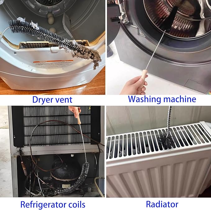 8 Pack Washing Machine Cleaning Brush, Dryer Vent Cleaner Kit, Flexible Dryer Lint Brush Vent Cleaner, Lint Trap Cleaning Tool, Household Cleaning Tools for Tile, Bathtub, Sink, Grout, Bathroom,Shower
