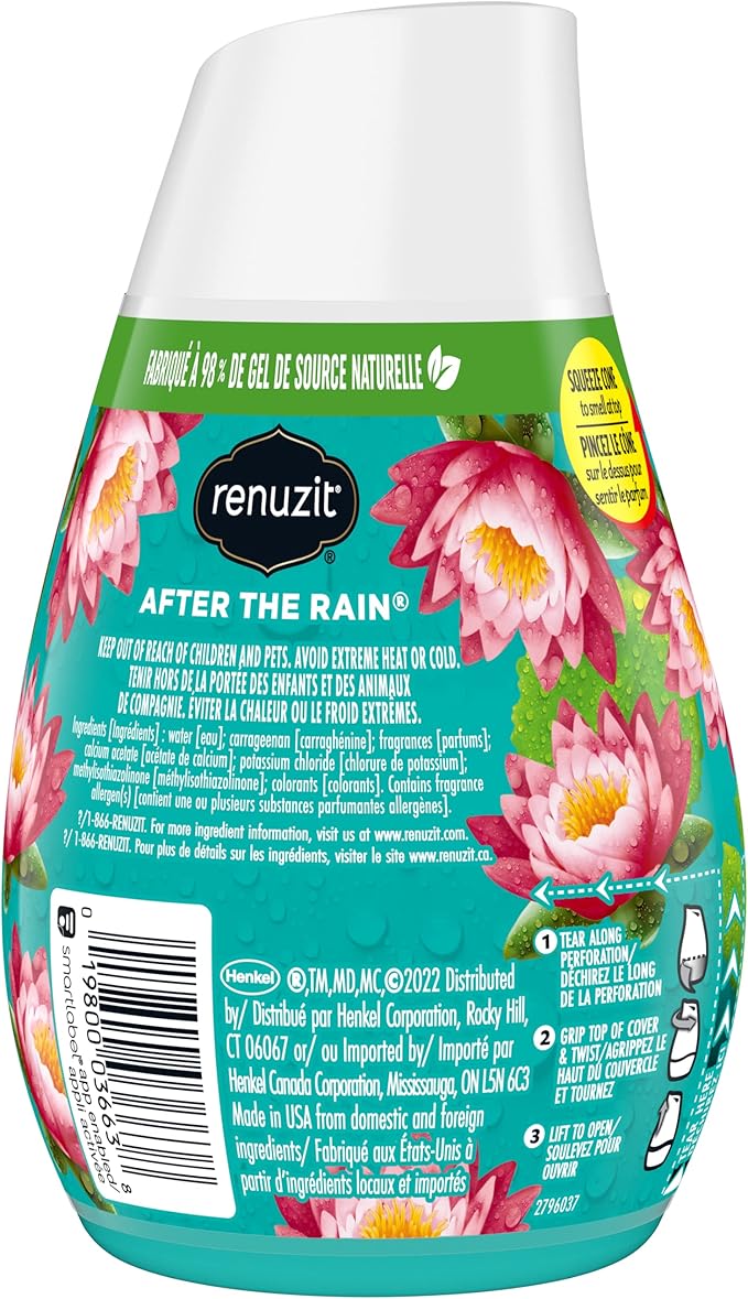 Renuzit Adjustable Gel Air Freshener Cone, After the Rain Scent, Nonstop Freshness, 7oz Cone, 12 Count, brand is Renuzit.