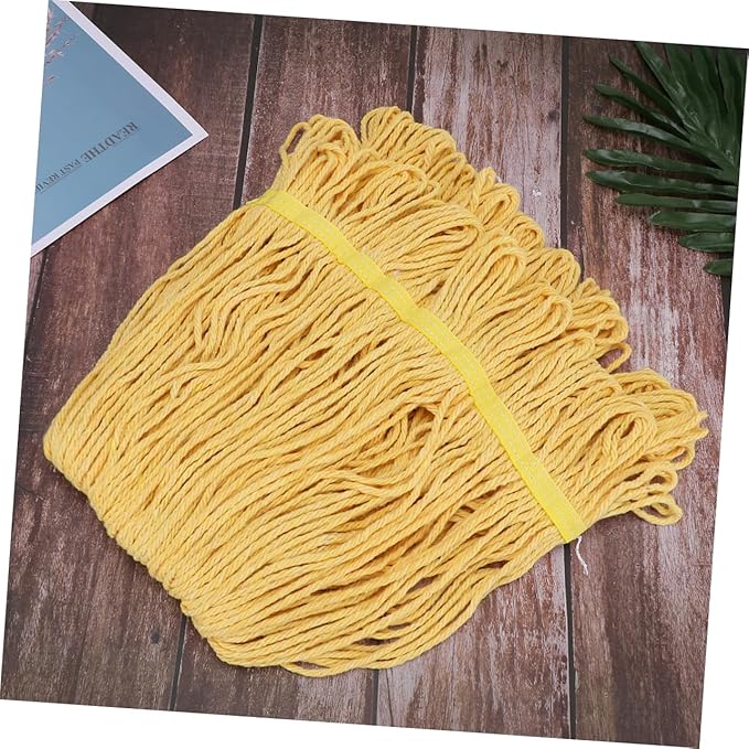 POPETPOP 1pc Cotton Mop Cloth Replacement Head Water Absorption Cleaning Accessory for Home Use High Density Mop Cloth for Various Surfaces Yellow
