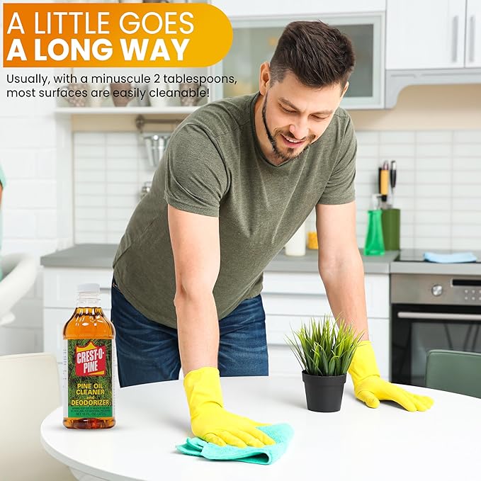 Crest-O-Pine Real Pine Oil Cleaner Concentrate Deodorizer, Multi-Purpose All-Purpose Household Cleaner for Floors, Kitchen, Bathroom, Laundry, Grease & Odor Removal (1, 16 fl oz)