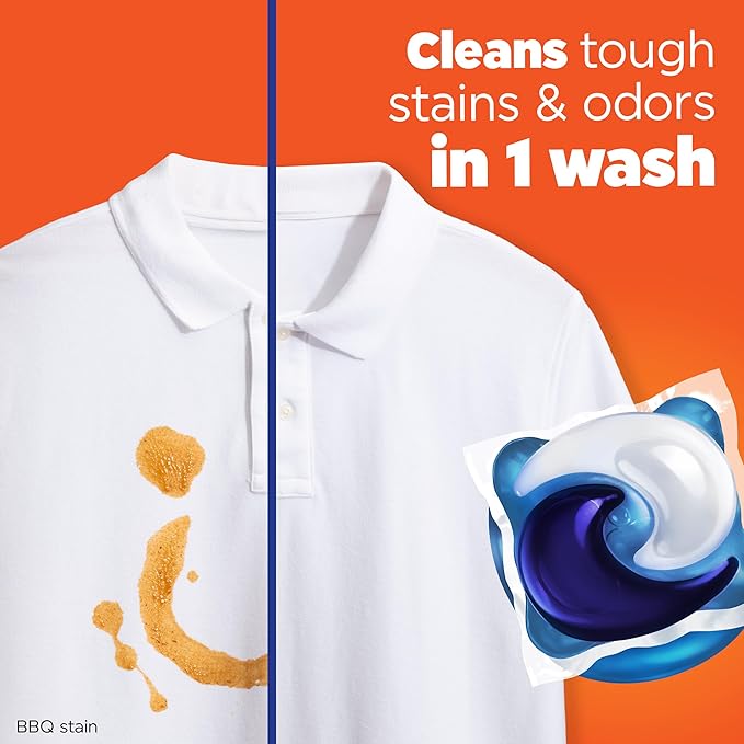 Tide PODS laundry detergent pacs, 3-in-1 Stain Remover, Odor Fighter, Color Protector, 42 Count, HE compatible, Original Scent
