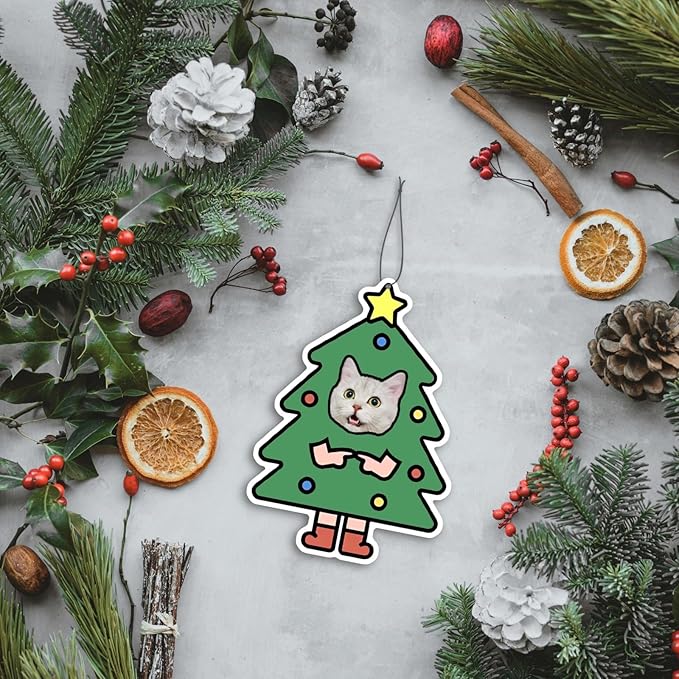Custom Car Air Freshener - Double Sided Photo Personalized Smell Fresheners With Picture Text for Car Wardrobe Bathroom (Christmas Tree - 6pcs)