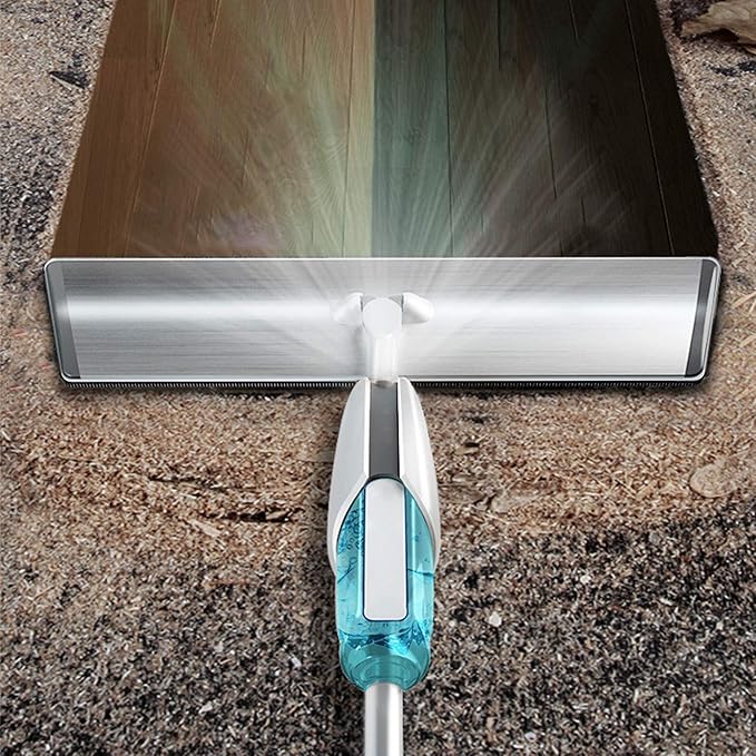 Floor Spray Mop with 1 Reusable Pads 1 Refillable Bottle 1 Scraper Multi-Purpose Mop Used for Ceramic Tile Ceramic Wood Floor Cleaning in The Kitchen A
