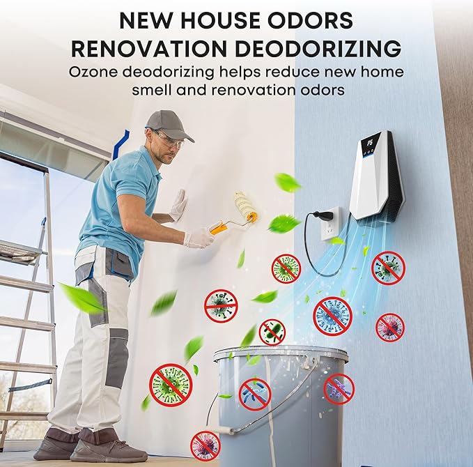 Ozone & Negative Ion, 99% Odor Eliminator for Strong Odors, Cat Litter Box Deodorizer, Air Ionizers for Dog Poop Odor Removal, for Toilet, Wardrobe, Shoe Closet, Garage, Room, Cabinet, White