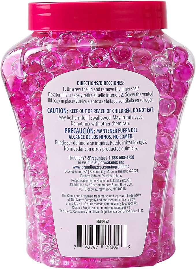 Clorox Fraganzia Crystal Beads Air Freshener Twin Pack, Long Lasting Room Deodorizer and Odor Eliminator Gel Beads for Home, Car, or Office, Spring Scent, 24 Fl Oz