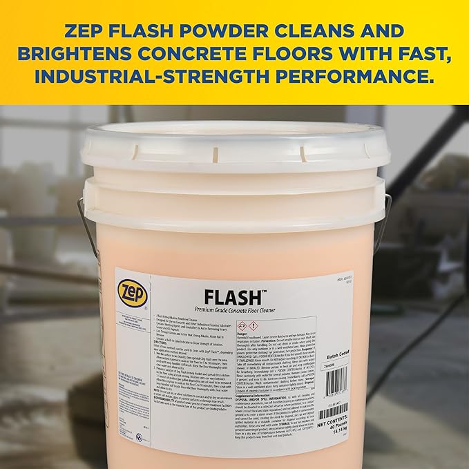 Zep Flash Powdered Concrete Floor Cleaner - 40lb (Case of 1) 72333 - Removes Dirt, Grease and Grime (Business Customers Only)