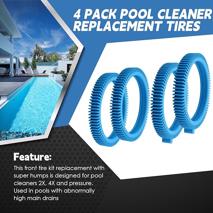 896584000-143 4Packs Replacement Tires with Super Hump Compatible with 2X 4X Pool Cleaners