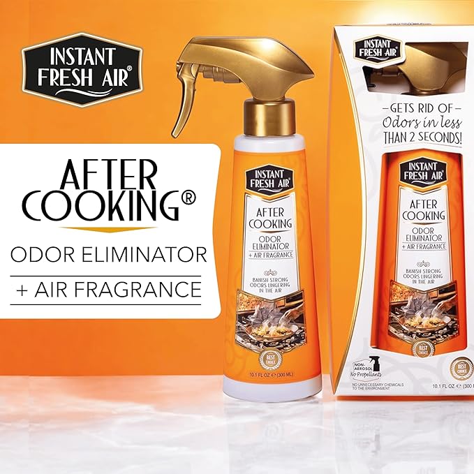 'After Cooking' Odor Eliminator - Cooking Smell Eliminator & Kitchen Odor Absorber - Removes Lingering Food Odors Instantly - Vanilla Candle Scent - 10.1 oz.