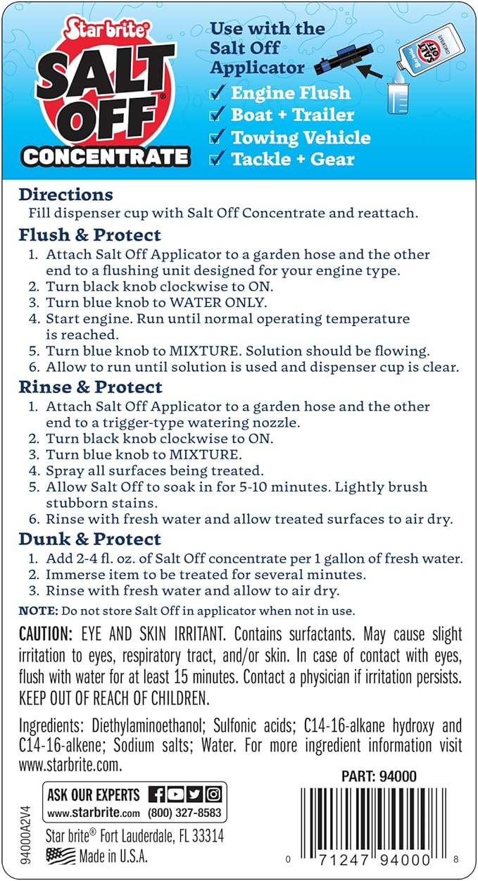 STAR BRITE Salt Off Applicator – Marine Engine Flush & Salt Remover Spray Tool for Boats, Trailers, Fishing Gear, Dive Equipment, and More (Pack of 6)