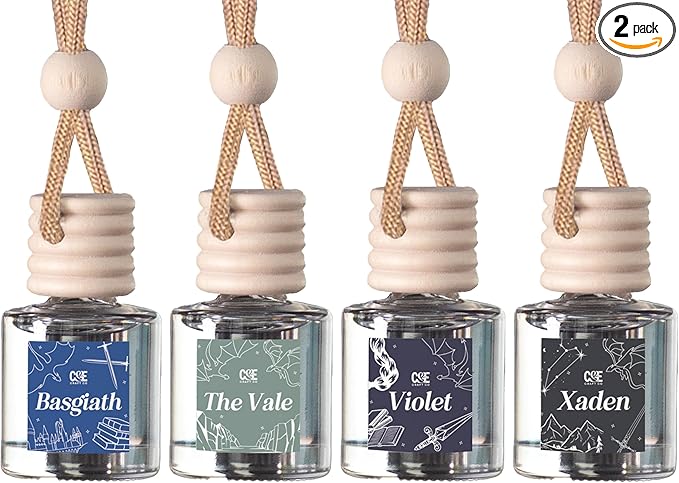 CANDECraftCo 4 Pack Bookish Scents Car Air Freshener for Essential Oils, Aromatherapy Automobile Diffuser, Gift for Her, Library, Book Lover Gift, Reading Bibliophile (4th Wing)