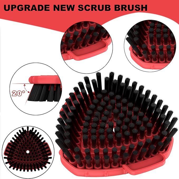 Aifacay Upgrade 2 Pcs Scrubber Mop Heads Replacements - More Bristles Spin Mop Scrub Brush Head Compatible with O Cedar RinseClean 2 Tank, Mop Head Attachment for Kitchen & Bathroom Deep Cleaning