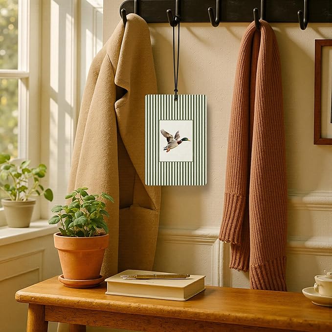 Vintage Duck deer dog Car Air Freshener 4 Pcs,green stripe Rustic Farmhouse Farm Animal Air Freshener Hanging for Cars Books Closet Drawer,Mallard Duck Lover Gifts Car Accessories for Women Men