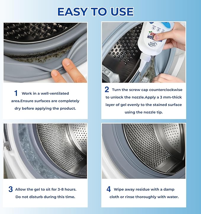 Mold Stain Remover Gel 8 Fl Oz, Household Grout Surface Cleaner, Cleaning Gel for Washing Machine, Refrigerator Strips, Tiles, Bathroom Kitchen Sinks, Damp Areas