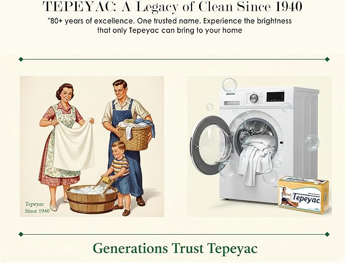 Tepeyac Biodegradable Yellow Laundry Bar and Tough Stain Remover, For all Fabric Types - Fresh Scent 400 g