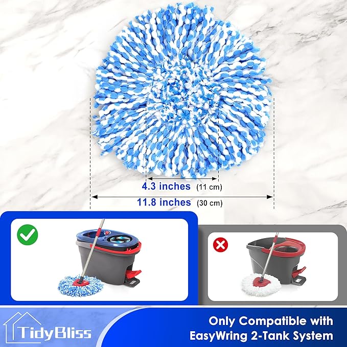 Spin Mop Head Replacement Compatible with O Cedar Triangle Swivel Mops, 6 Pack Microfiber Spin Mop Refills Replace Head Cleaning Floors for O-Cedar RinseClean 2 Tank System
