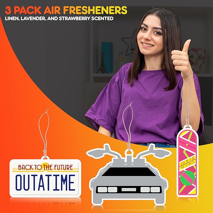 Back to the Future Gifts Air Freshener | DeLorean Car Accessories | DeLorean Christmas Ornament | DeLorean DMC-12 Car Air Freshner | 3/Set | Officially Licensed | 2-Pack