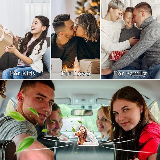 Custom Air Fresheners with Pictures - Personalized Photo air Freshener for Car, Double Sided Print Photo/Logo With Scents for Bedroom, Bathroom, Christmas Mother's Day Hanging Ornaments Holiday Gifts