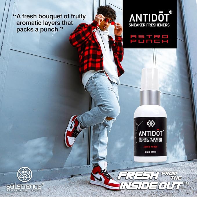 Shoe Deodorizer for Sneakerheads by ANTIDOT - Advanced Shoe Freshener Spray Collection | Shoe Odor Neutralizing Formula (Astro Punch)