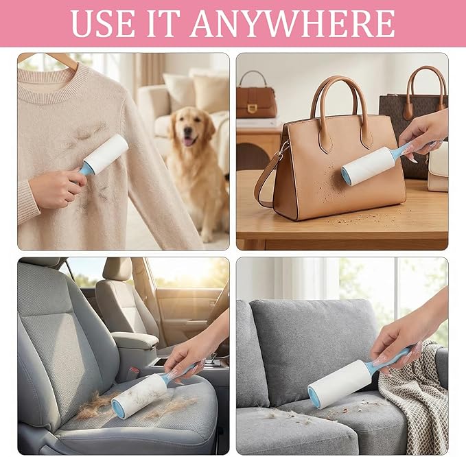 12 Pcs Mini Lint Roller Travel Size Portable Travel Lint Roller for Purse Pet Hair Clothes Furniture Car Compact Lint Bursh Sticky Small Cat Hair Removal Tool Gifts 360 Sheet