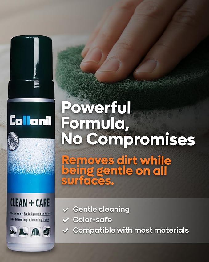 Collonil Clean & Care Shoe & Leather Cleaner XL 6.76 fl oz - Cleaning Foam – Sneaker Cleaner for Leather, Suede, Textile & Synthetic Materials | Universal Use | 6.76 fl oz – Made in Germany