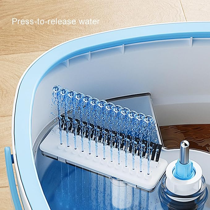 360 Degree Rotating Square Spin Mop and Bucket Set with Clean Water Separator, Microfiber Mop for All Floor Types, Adjustable Handle for Home Cleaning, Water Inlet