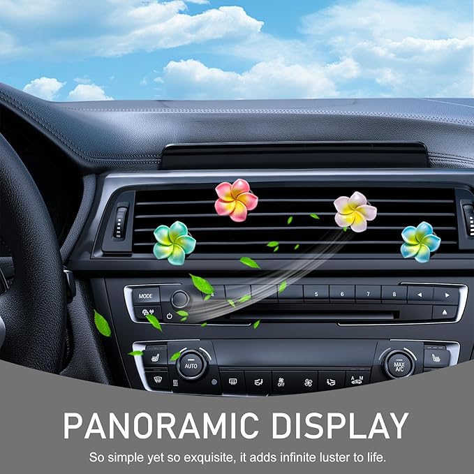 4PCS Flower Car Air Freshener Vent Clips, Cute Air Conditioning Outlet Clips, Colorful Pentapetal Flower Cars Vent Clip, Auto Air Vent Decoration Accessories (Purple+Green+Rose Red+Blue)