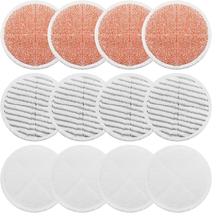 BeiLan Spinwave Mop Pads Fit for Bissell Spinwave 20399 23157 23159 2039A 2124A 20393 2039T 2039W 20391 20395 2307 2315A Heavy Soft Scrubby Pads for Hardwood Floor Cleaning Replacement Pads(12Pack)