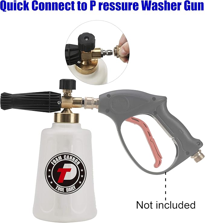 Tool Daily Pressure Washer Foam Cannon for Car Wash, Snow Foam Lance, Additional Orifice Nozzle 1.1mm, 1/4 Inch Quick Connect