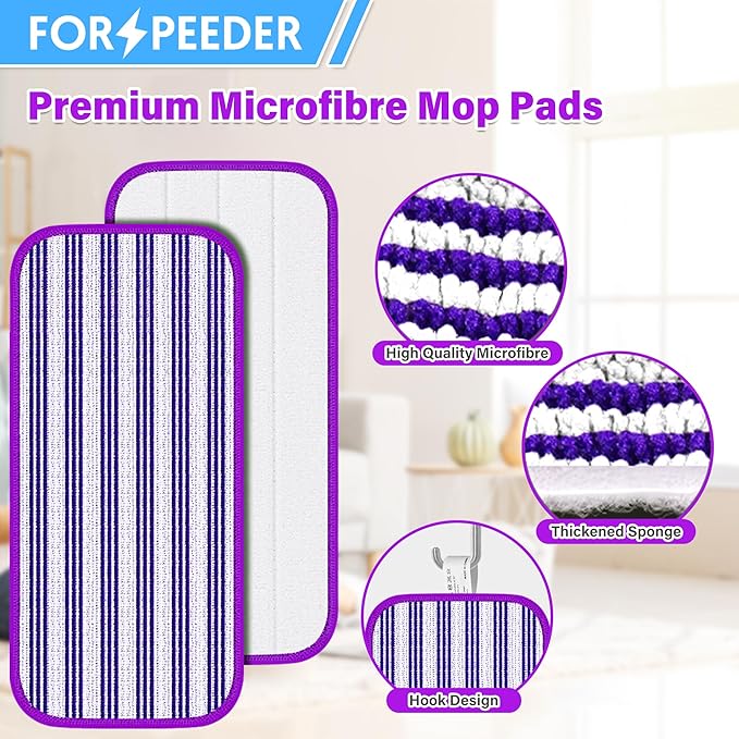 6 Pack Reusable Mop Pads for Swiffer WetJet Spray Mop, Wet Pads Refill Machine Washable Wet Dry Dual Use for Hardwood, Vinyl, Marble, Stone and Glass