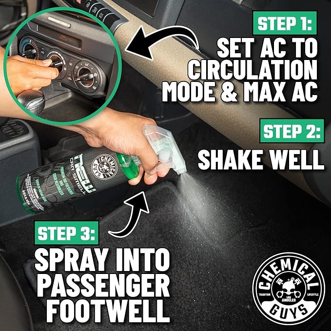 Chemical Guys AIR_101_04 New Car Smell Premium Air Freshener and Odor Eliminator, New Car Scent, (Great for Cars, Trucks, SUVs, RVs & More) 4 fl oz