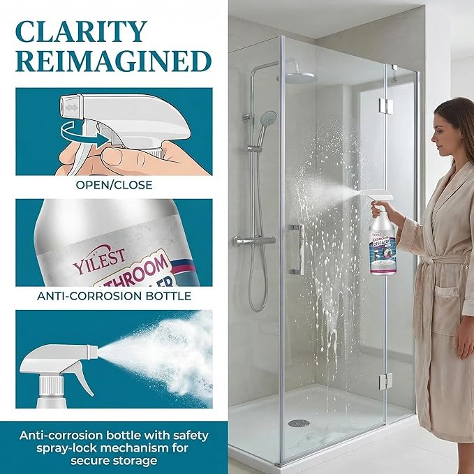 2026 New Multipurpose Bathroom Descaler Foam Cleaner 300ML – No-Rinse Formula with Cleaning Cloth & Sponge, Powerful Limescale Remover for Bathtub, Shower, Taps, Glass, and Tiles