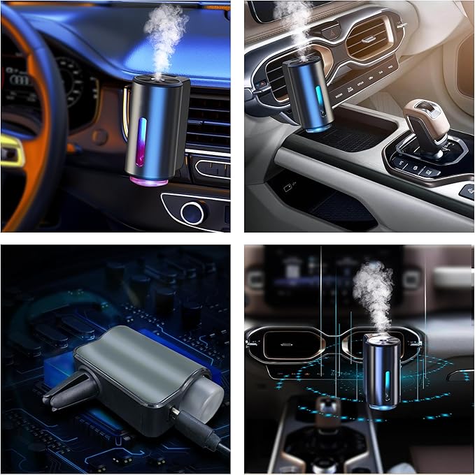 Smart Car Air Freshener with Three Adjustable,2026 New Smart Car AirS Freshener Diffuser Long Lasting, Air Freshener Vent Clips for Car Office Home Bedroom (Diffuser+3Pcs Colognes)