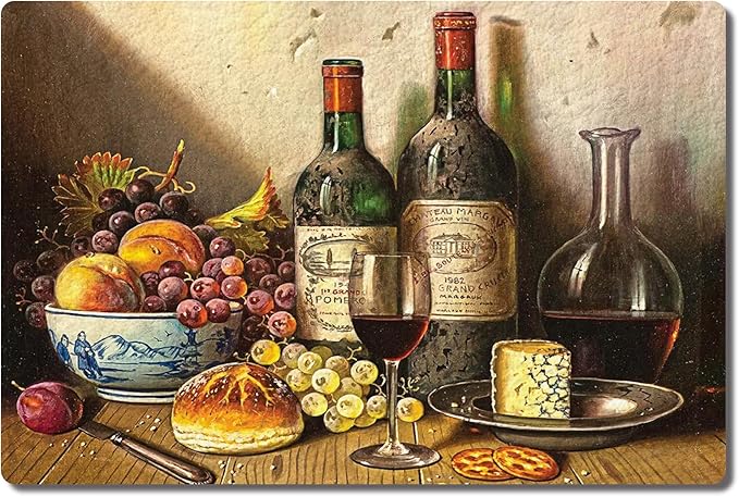 Wine Theme Kitchen Mat and Rugs Cushioned Floor Mat Non-Slip Leather Kitchen Mats for Home Office Laundry 4x5ft/48x60in