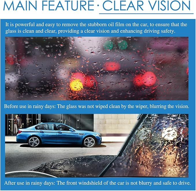 2PCS Automotive Glass Cleaner,100ml Windscreen Glass Coating Rain Repellent Protective Coating Car Glass Oil Film Cleaner Eliminates Water Spots for Home Car