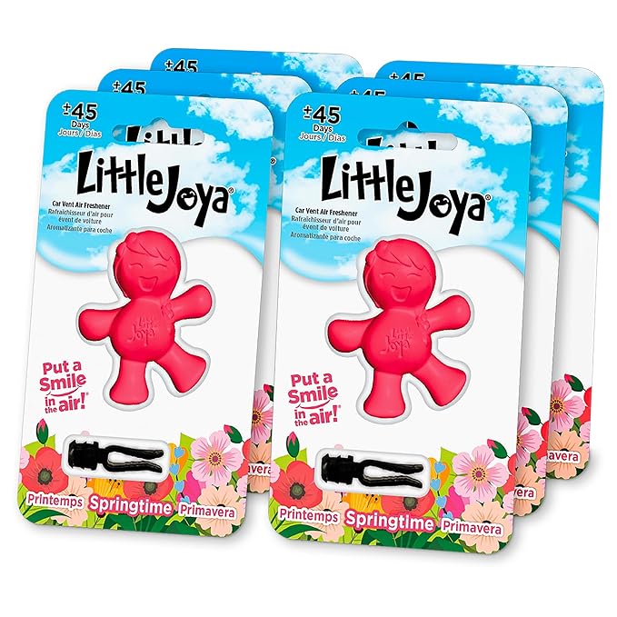 Little Joya 96034-6PK Springtime Car Air Freshener Vent Clip Provides Long-Lasting Freshness in a Compact Design, Fights Odors for up to 45 Days, Cute Car Odor Eliminator, Non-Toxic, Pack of 6