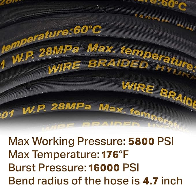 Twinkle Star 50FT Pressure Washer Hose with 3/8 Inch Quick Connect, High Tensile Wire Braided Power Washer Hose, 5,800 PSI