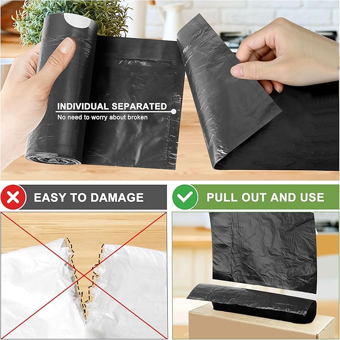 231 Count-Small Trash Bags,4 Gallon Trash Bag Drawstring,Bathroom Garbage Bags,Tear-Free Garbage Bags,Plastic Wastebasket Liners for Toilet Home Office and Bedroom(Black）